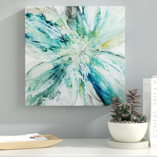 Vibrant Floral Burst: Serene Abstract Oil Painting for Home Decor