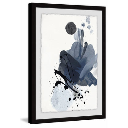 Contemporary Blue and Black Abstract Splash Oil Painting Print