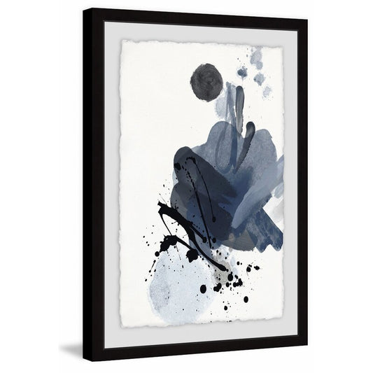 Contemporary Blue and Black Abstract Splash Oil Painting Print