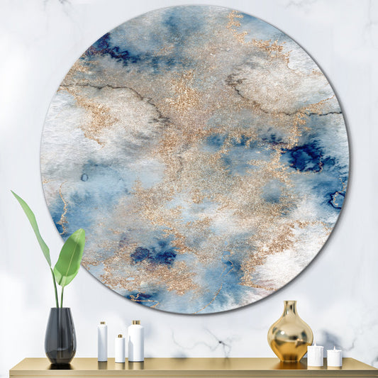 Blue and Gold Abstract Marble Clouds Art for Elegant Home Decor