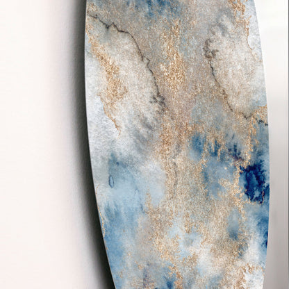 Blue and Gold Abstract Marble Clouds Art for Elegant Home Decor