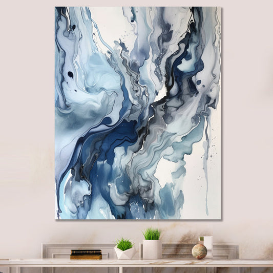 Ethereal Blue and Gray Abstract Oil Painting for Elegant Home Decor