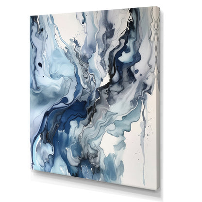 Ethereal Blue and Gray Abstract Oil Painting for Elegant Home Decor