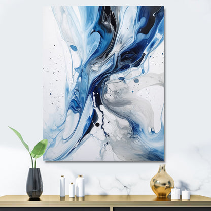 Ethereal Blue and Gray Abstract Oil Painting for Modern Home Decor