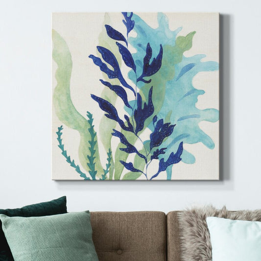 Vibrant Blue Coral Seascape Oil Painting for Coastal Home Decor