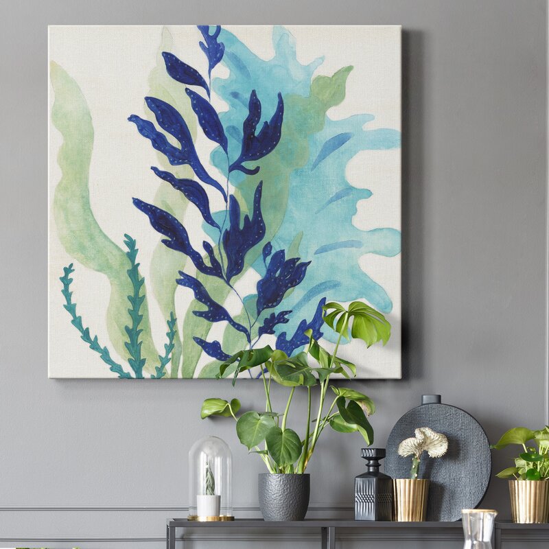 Vibrant Blue Coral Seascape Oil Painting for Coastal Home Decor