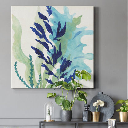 Vibrant Blue Coral Seascape Oil Painting for Coastal Home Decor