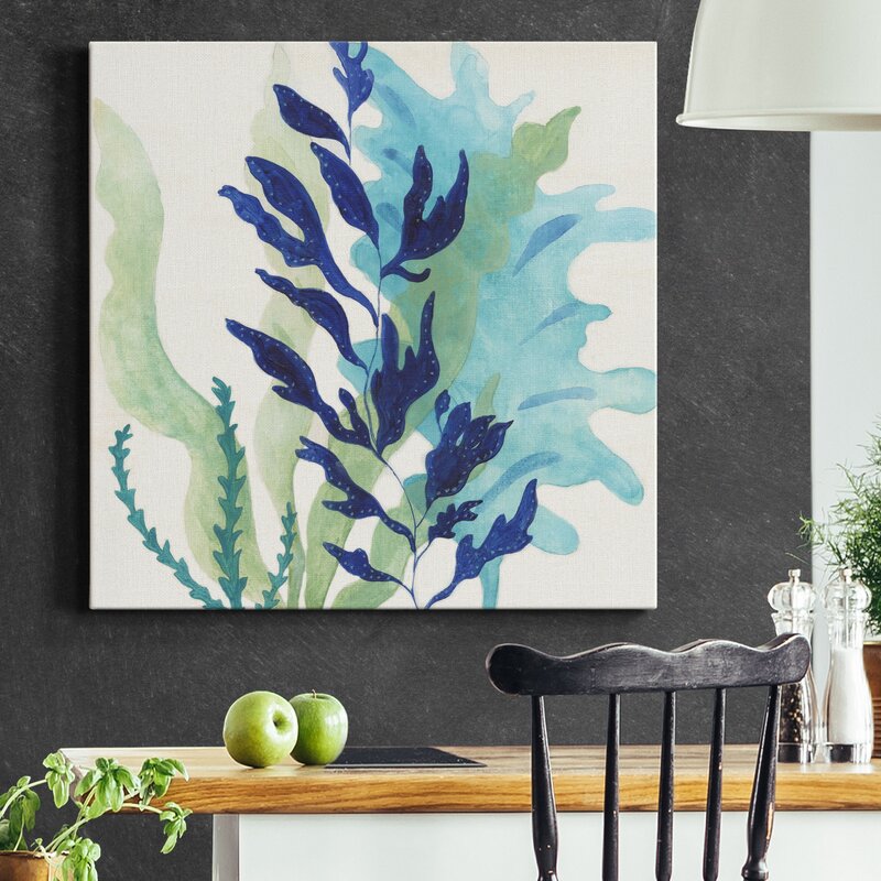 Vibrant Blue Coral Seascape Oil Painting for Coastal Home Decor