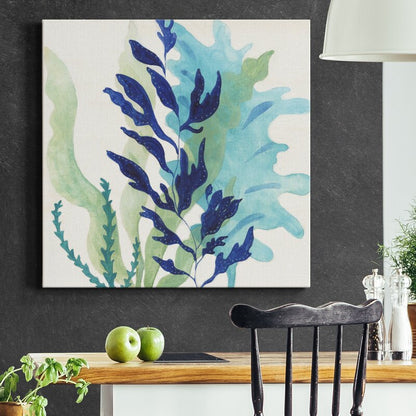 Vibrant Blue Coral Seascape Oil Painting for Coastal Home Decor