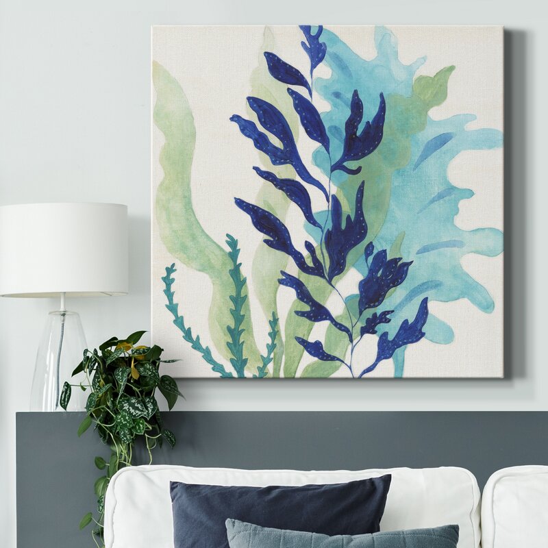 Vibrant Blue Coral Seascape Oil Painting for Coastal Home Decor
