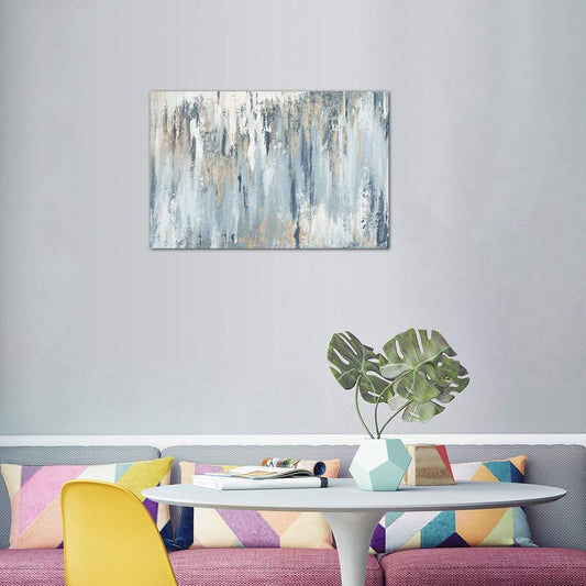 Serene Blue Abstract Oil Painting for Modern Home Decor