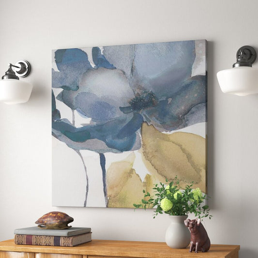 Elegant Blue Floral Oil Painting