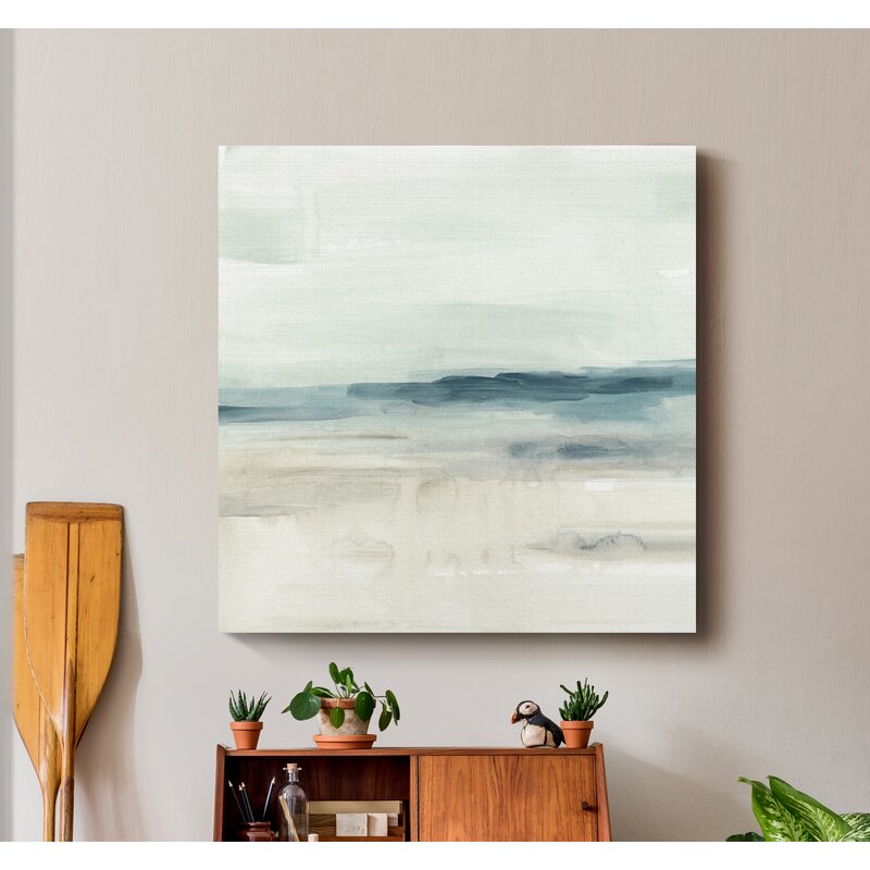 Serene Coastal Horizon in Soft Blue and Cream Tones