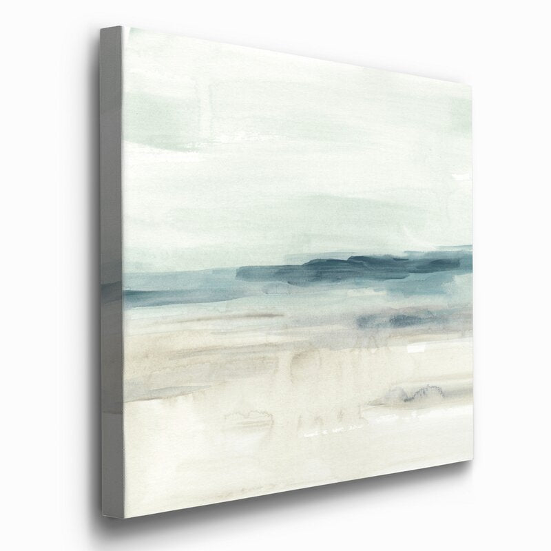 Serene Coastal Horizon in Soft Blue and Cream Tones