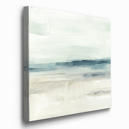 Serene Coastal Horizon in Soft Blue and Cream Tones