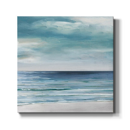 Coastal Serenity: Blue and Silver Ocean Waves Oil Painting for Tranquil Spaces