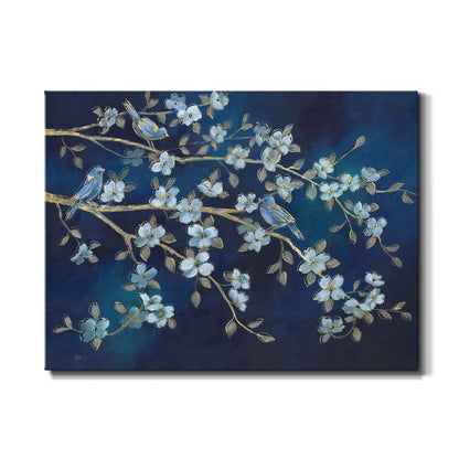 Whimsical Bluebirds and Blossoms in Calming Oceanic Hues