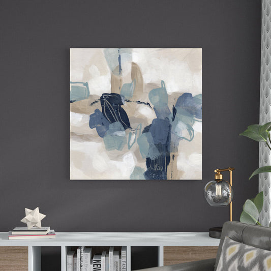 Abstract Blue and Beige Oil Painting for Modern Home Decor