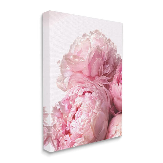 Blush Pink Peony Floral Oil Painting on White Canvas