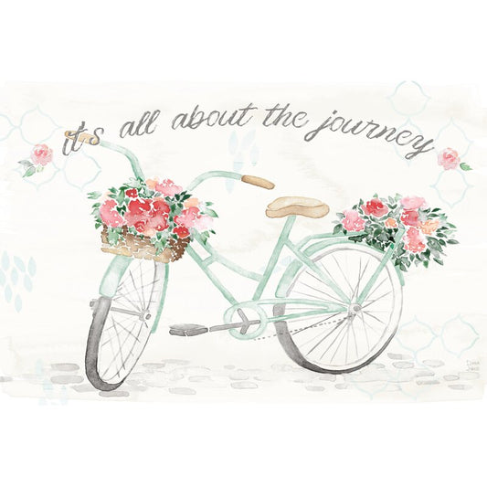 Floral Bicycle Journey Art Print for Boho Home Decor