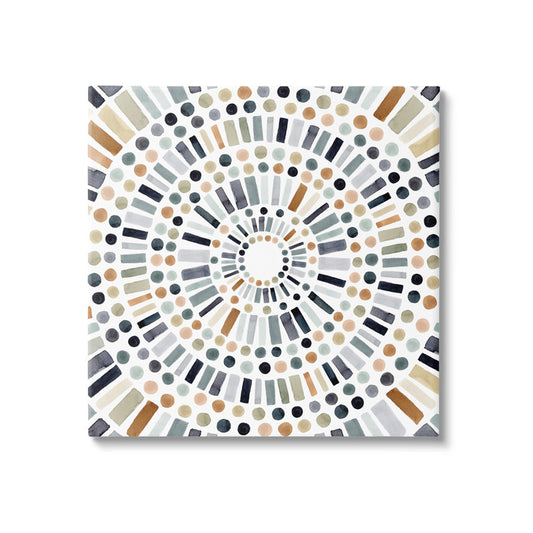 Rustic Abstract Circle Pattern Oil Painting for Modern Decor