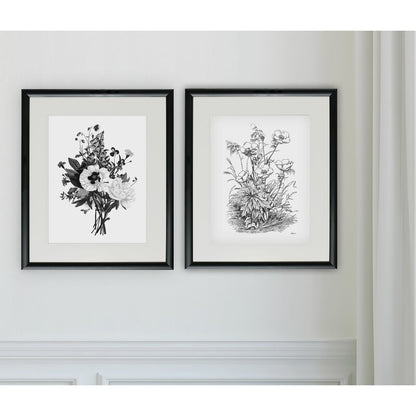 Elegant Black and White Botanical Oil Painting Set for Modern Home Decor