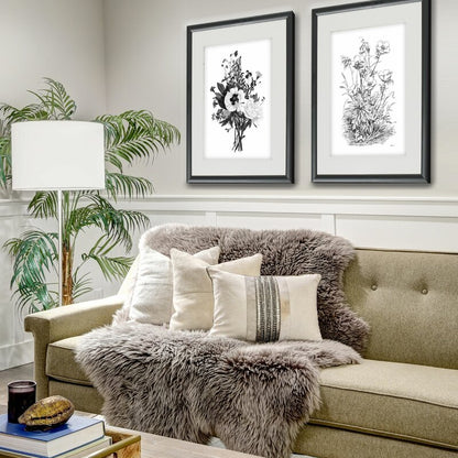 Elegant Black and White Botanical Oil Painting Set for Modern Home Decor
