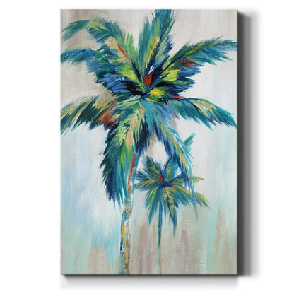 Vibrant Tropical Palm Trees Oil Painting for Coastal Home Decor