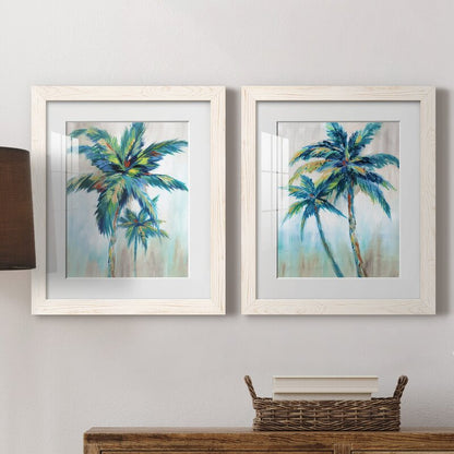 Tropical Serenity: Framed Palm Tree Oil Painting Set for Modern Home Decor
