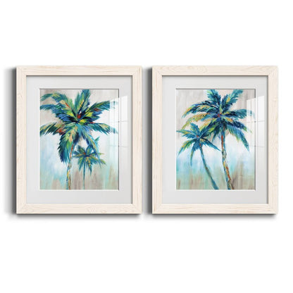 Tropical Serenity: Framed Palm Tree Oil Painting Set for Modern Home Decor