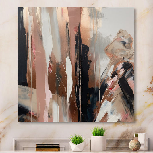 Abstract Brown and Black Oil Painting for Modern Home Decor