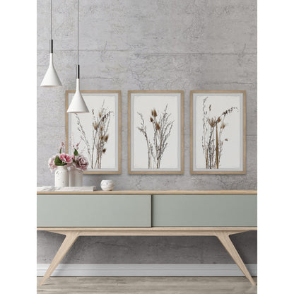 Elegant Brown Foliage Triptych Oil Painting for Modern Home Decor