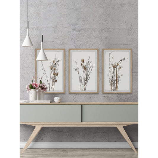 Elegant Brown Foliage Triptych Oil Painting for Modern Home Decor