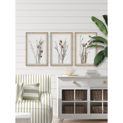 Elegant Brown Foliage Triptych Oil Painting for Modern Home Decor