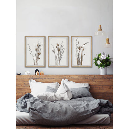Elegant Brown Foliage Triptych Oil Painting for Modern Home Decor