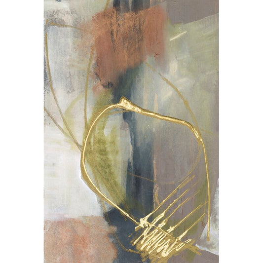 Elegant Abstract Oil Painting with Golden Accents and Earthy Tones