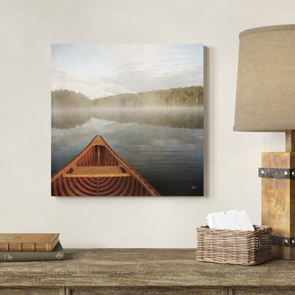 Tranquil Canoe on Serene Waters - Nature Inspired Oil Painting