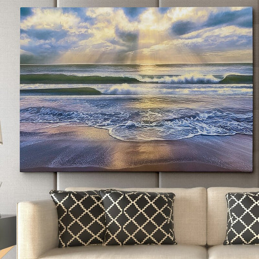 Tranquil Ocean Waves Oil Painting for Serene Home Decor