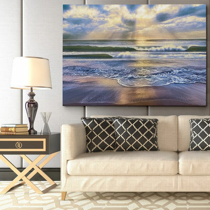 Tranquil Ocean Waves Oil Painting for Serene Home Decor