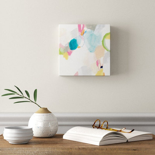 Colorful Abstract Oil Painting with Soft Pastels for Modern Home Decor