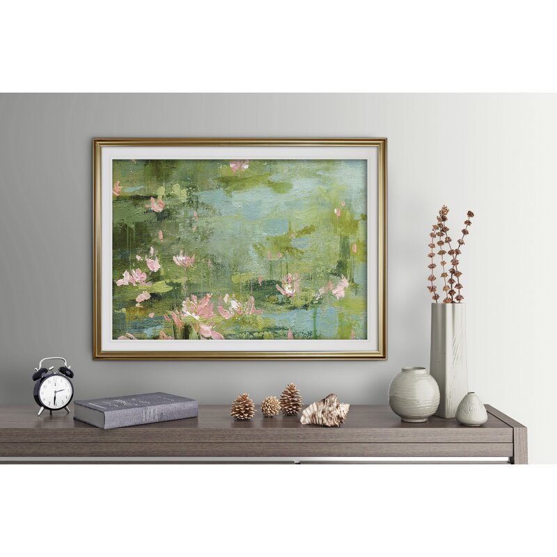 Tranquil Celadon Waterlilies Oil Painting for Serene Home Décor