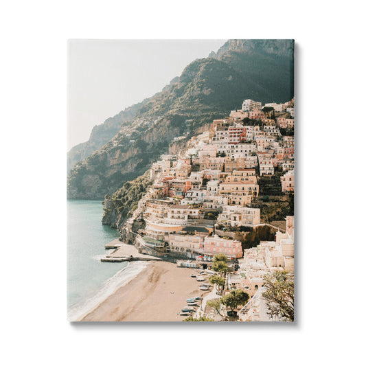 Charming Cinque Terre Coastal Village Oil Painting