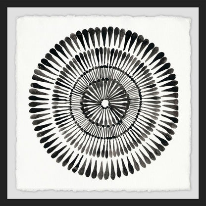 Elegant Black and White Circle Bloom Abstract Triptych Wall Art