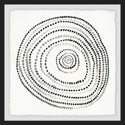Elegant Black and White Circle Bloom Abstract Triptych Wall Art