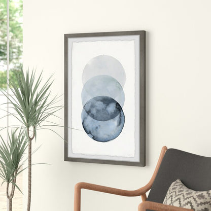 Abstract Blue Circle Overlap Oil Painting for Modern Home Decor