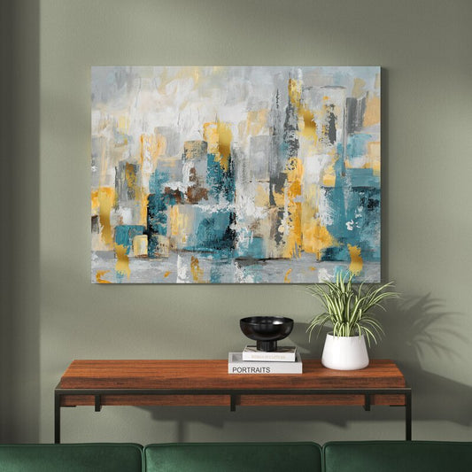Modern Abstract Cityscape Oil Painting for Contemporary Home Decor
