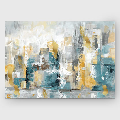 Modern Abstract Cityscape Oil Painting for Contemporary Home Decor