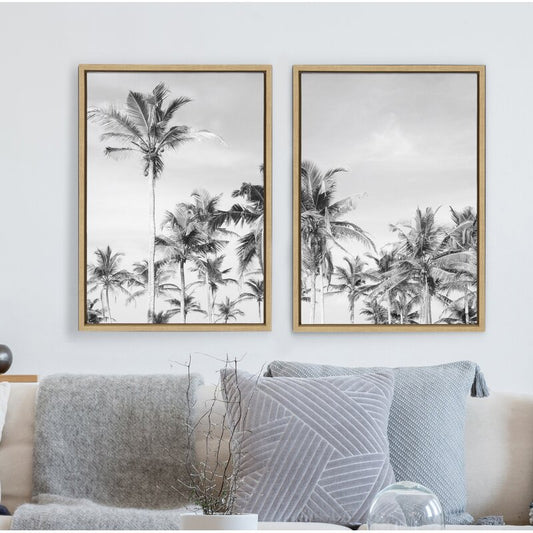 Black and White Coastal Palm Tree Duo for Beach-Inspired Decor