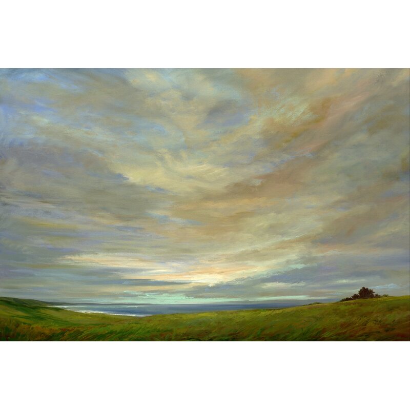 Tranquil Coastal Sky - Serene Oil Painting Landscape Art Print