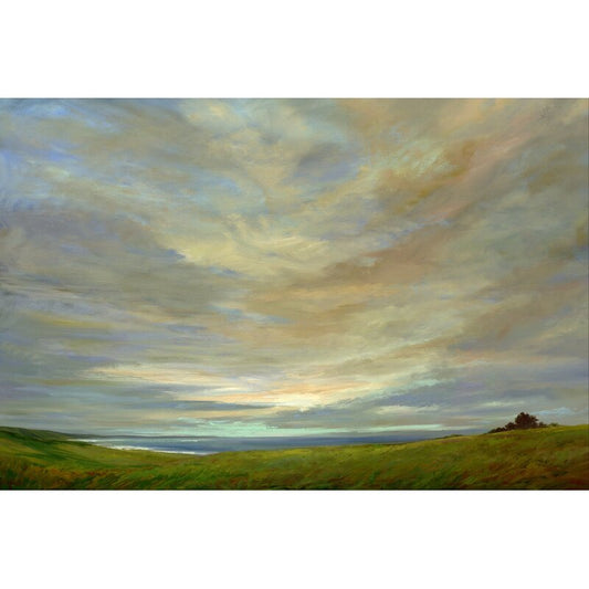 Tranquil Coastal Sky - Serene Oil Painting Landscape Art Print